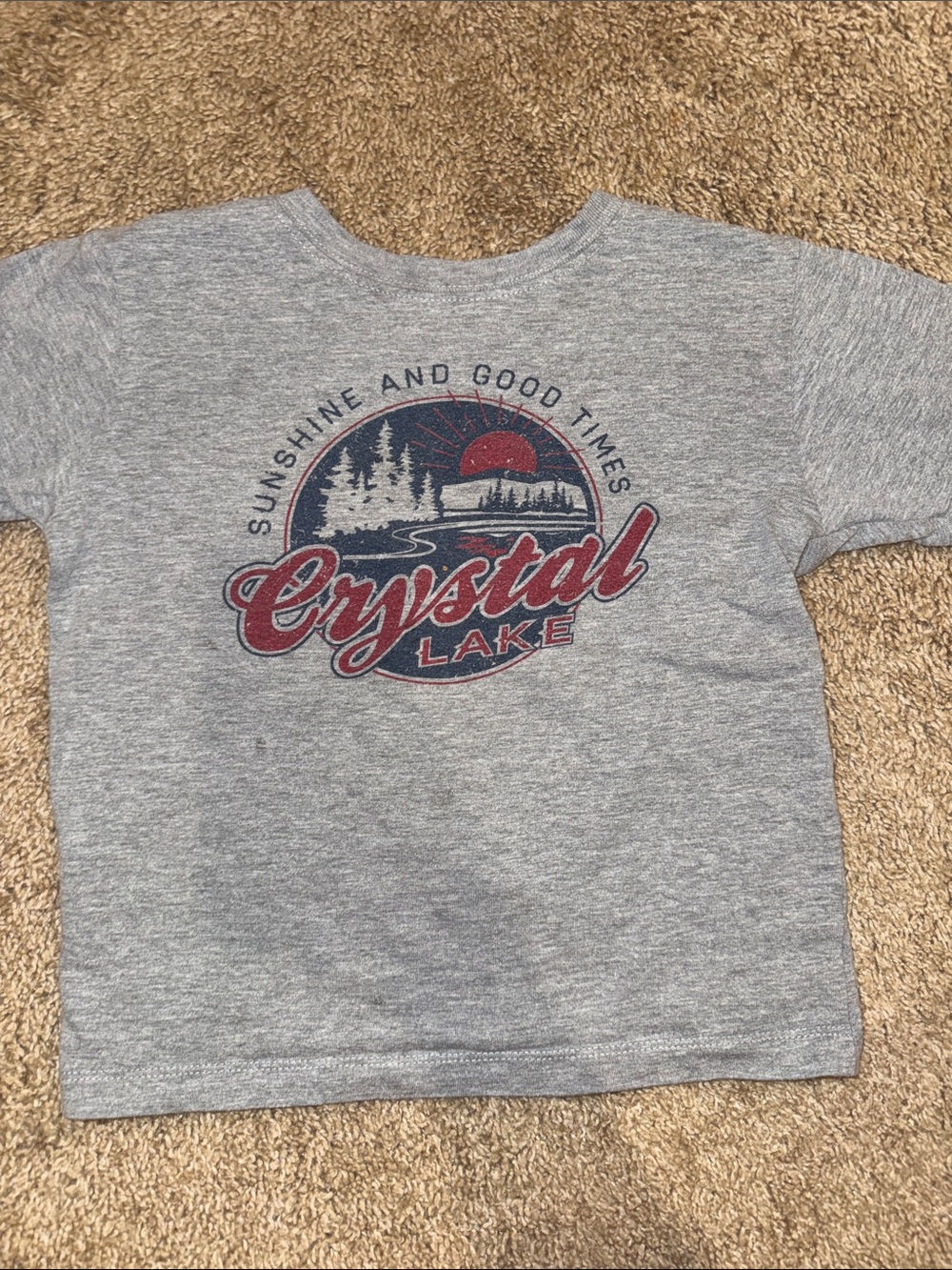 Crystal Lake Kids Short Sleeve Tee in Heather Gray with Red Graphic
